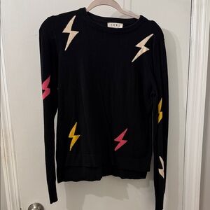 THML Black Sweater with Colorful Lightning Bolts
